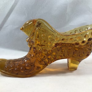 FENTON ~ Colonial Amber HOBNAIL ~ Cat Head Slipper