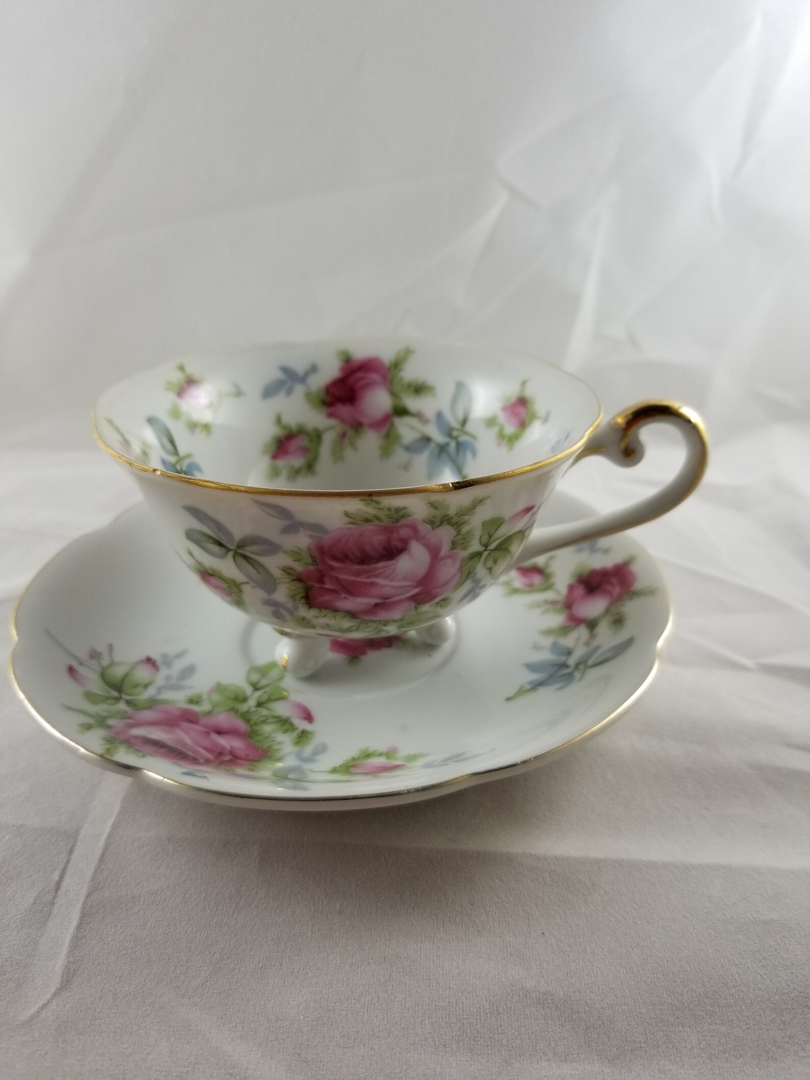 Vintage Lefton China Hand Painted Rose 3 Footed Tea Cup and Etsy