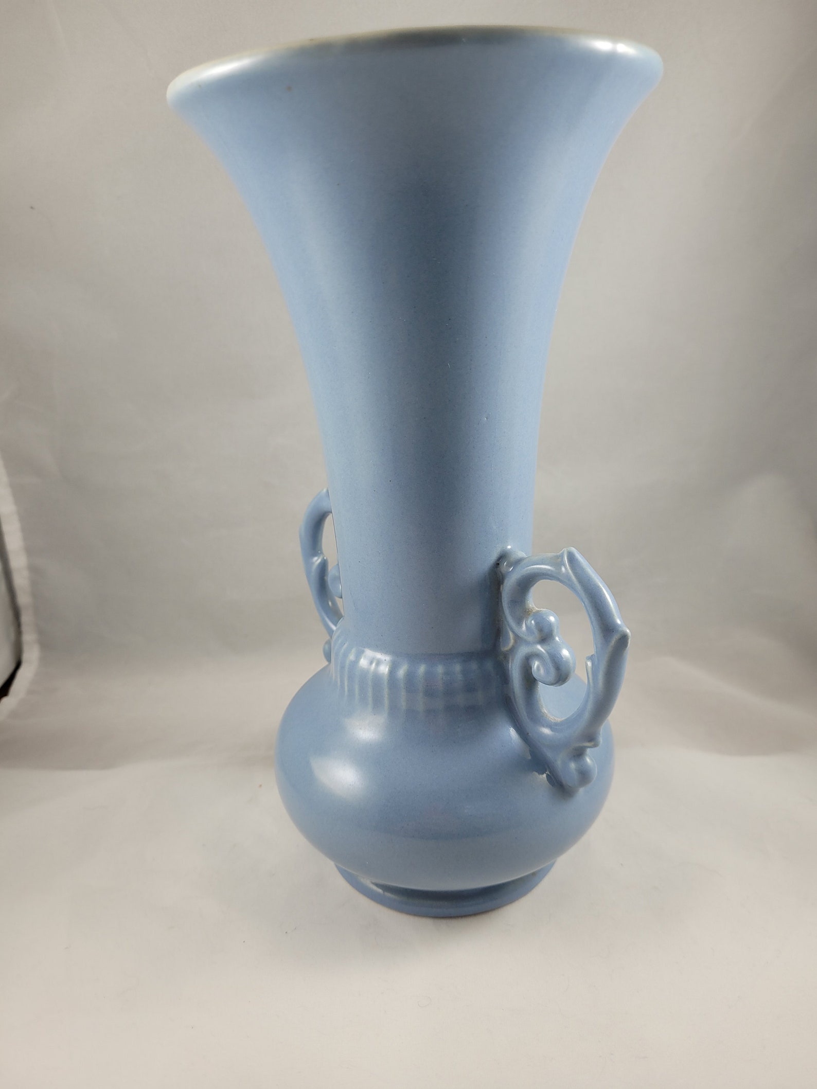 Abingdon Pottery Tall Soft Blue/Cream Vase Decoarative Tab Etsy