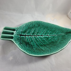 Harker Pottery 1840 Green Leaf Ashtray or Trinket Dish