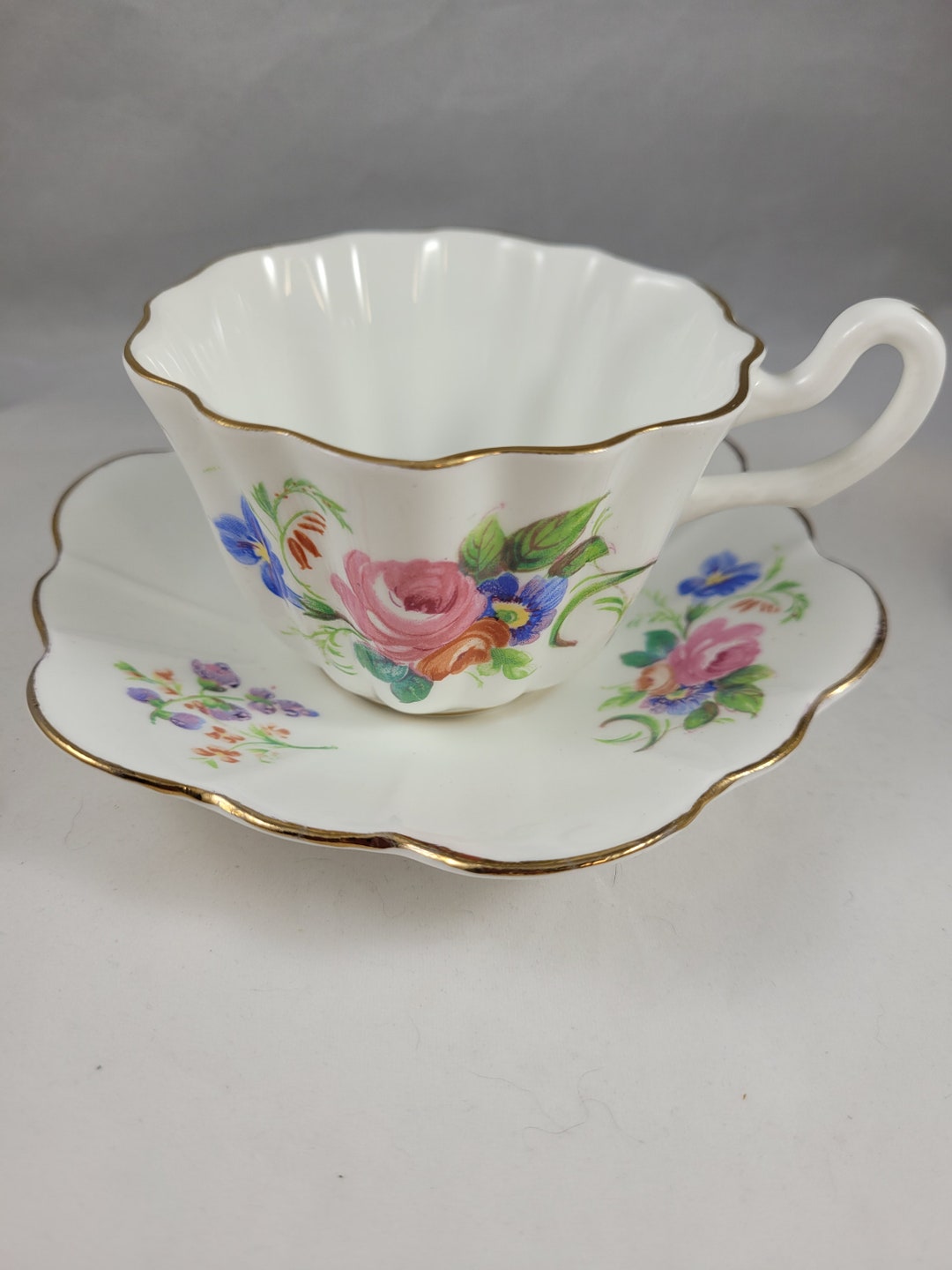 Royal Stuart Tea Cup and Saucer Floral Pattern Bone China Spencer Stevenson Made in England Etsy