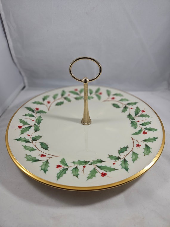 Lenox Holiday Pattern Single Layer Tidbit Tray 10 3/4 Inches