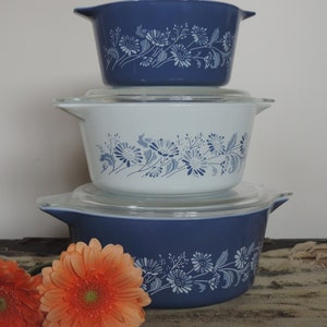 【良品】PYREX 　シンデレラキャセロール3点セット 473 474 475 Vintage PYREX Friendship #475 Cinderella Round Casserole Opal