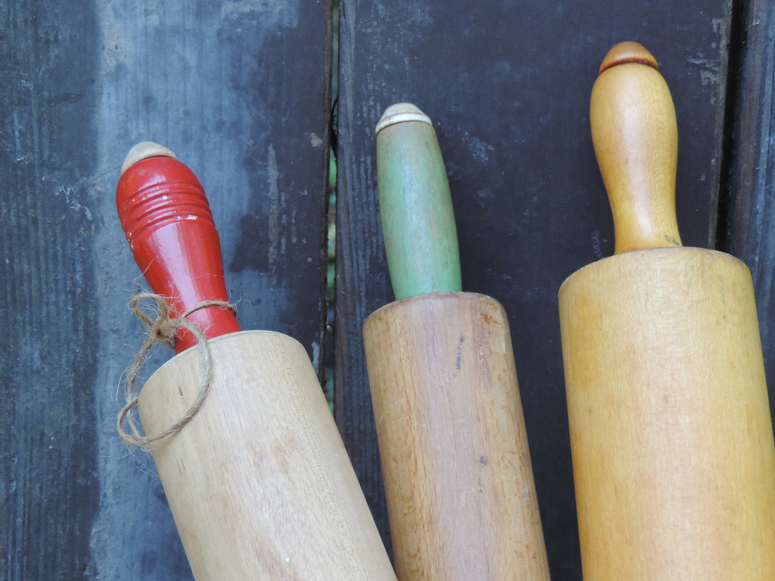 Vintage Wooden Rolling Pins Set of 3 Wooden 30's, 40s, Munising Plain