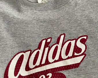 Y2K Adidas T Shirt Gray Crimson size M