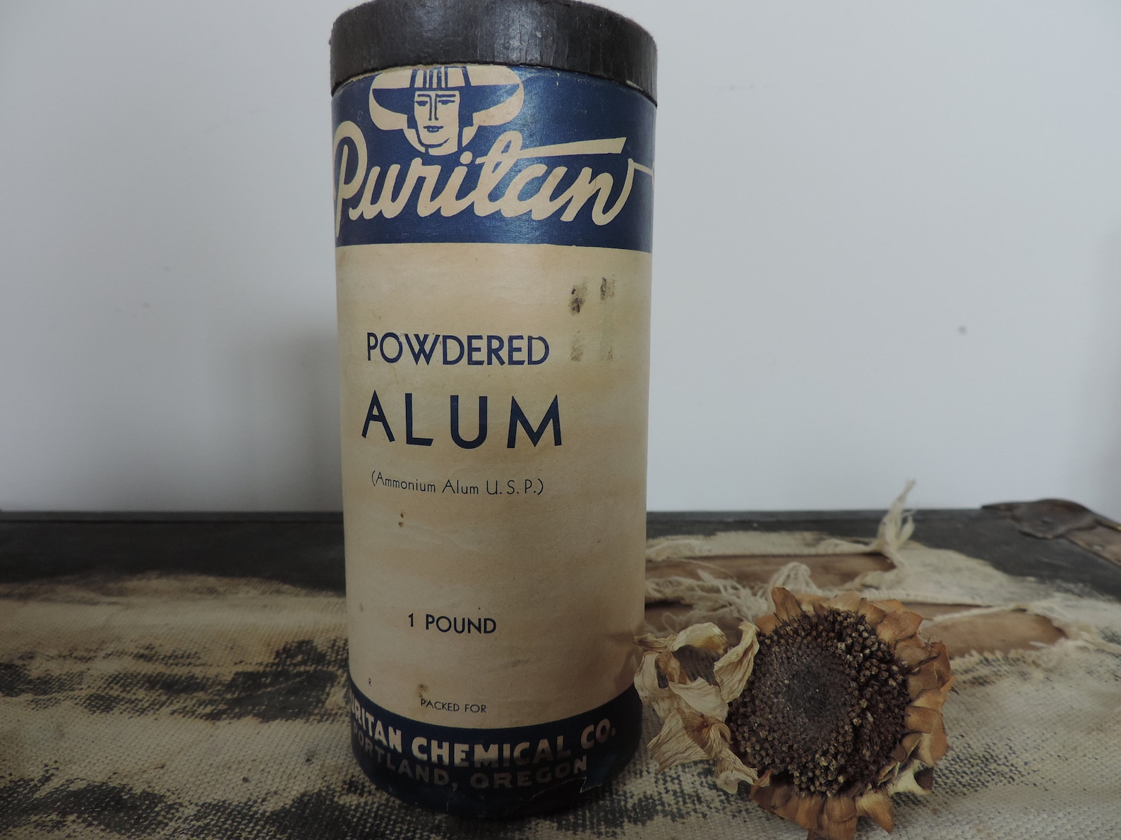 Vintage Powdered Alum Ammonium Alum U.S.P. Puritan Chemical Co