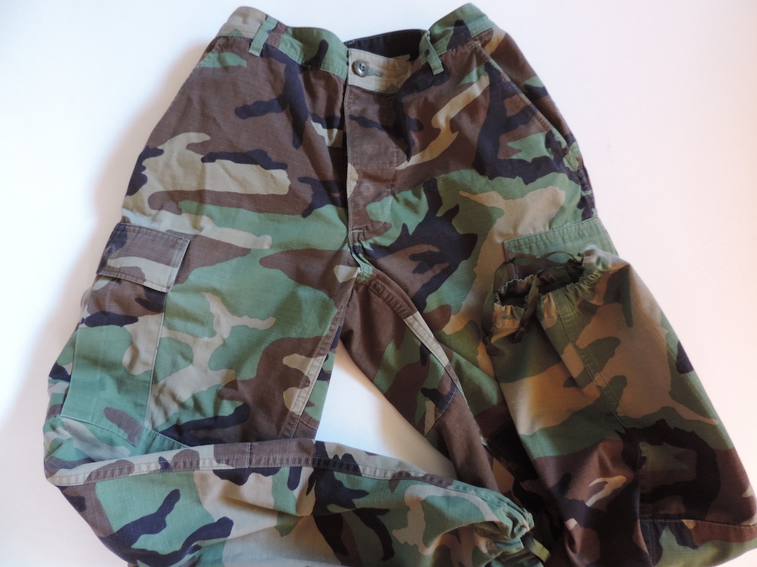 Vintage Camo Pants Military Issued Camouflage Fatigues 100 Etsy