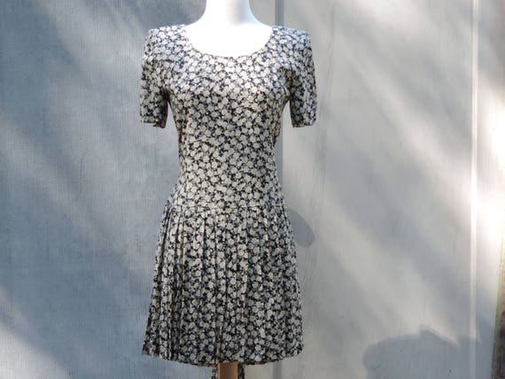 Vintage Floral Dress Rayon Designer Donna Ricco  … - image 1