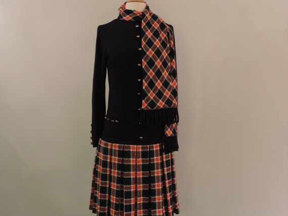 60's 70's Dress HOWARD WOLF Wool Skirt Dress Dalla