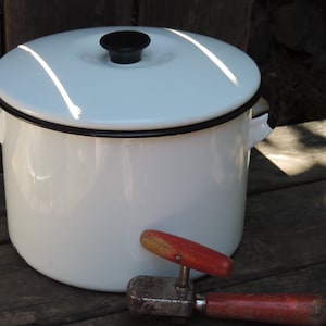 Vtg Enamelware Steamer Pot Kettle 1940&#39;s Country Cottage