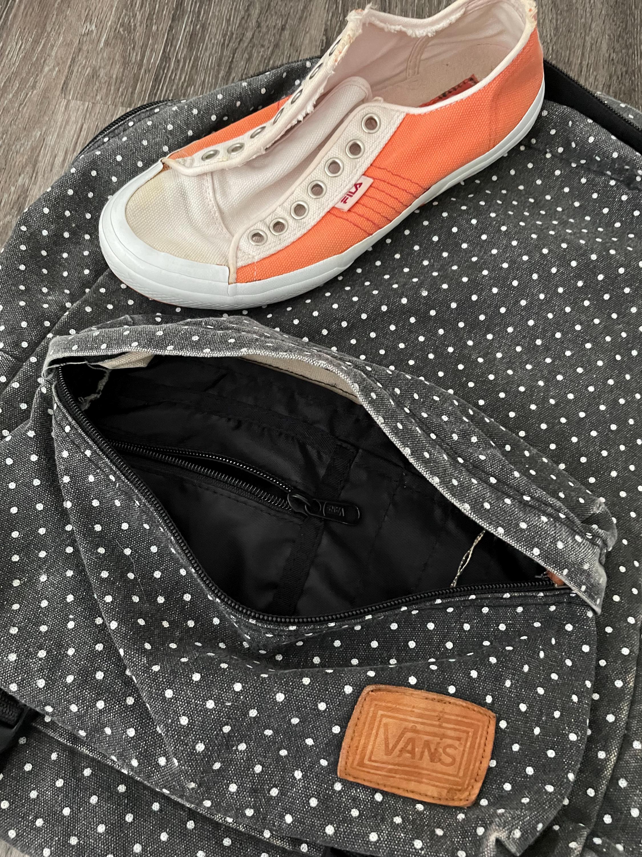 Vintage Vans Backpack: Black & White Polka Dot Canvas 