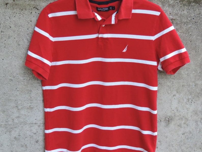 90's NAUTICA RED POLO Rugby Shirt Red White Striped - Etsy