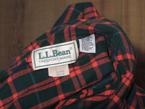 Vintage L. L. Bean Flannel Robe Tartan Red Blue and Green Cotton