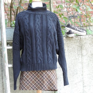 Pullover Esprit vintage a trecce lavorato a maglia blu scuro - Main Image