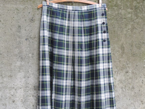 70's 80's Blue Green Tartan Maxi Skirt ANN FREEDB… - image 5