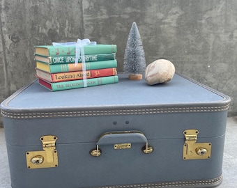 50's JC Higgins Fine Luggage Powder Blue Suitcase