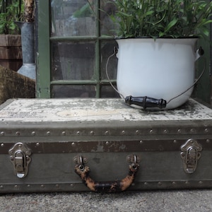 Vintage Trunk Military Storage Foot Locker Antique Luggage Military Green Grey Storage Case