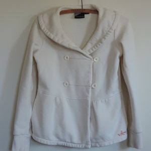 Vintage Volcom  Off White Jacket Collar Fitted at waist Double Breasted Coat Volcom Streetwear Clothing size xs