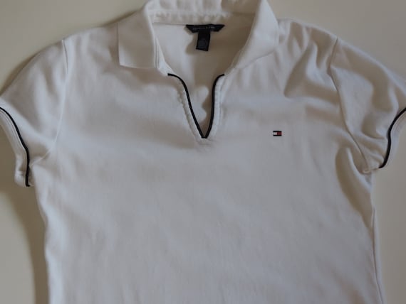 Vintage TOMMY HILFIGER Ladies T Shirt Neck Collar White T - Etsy