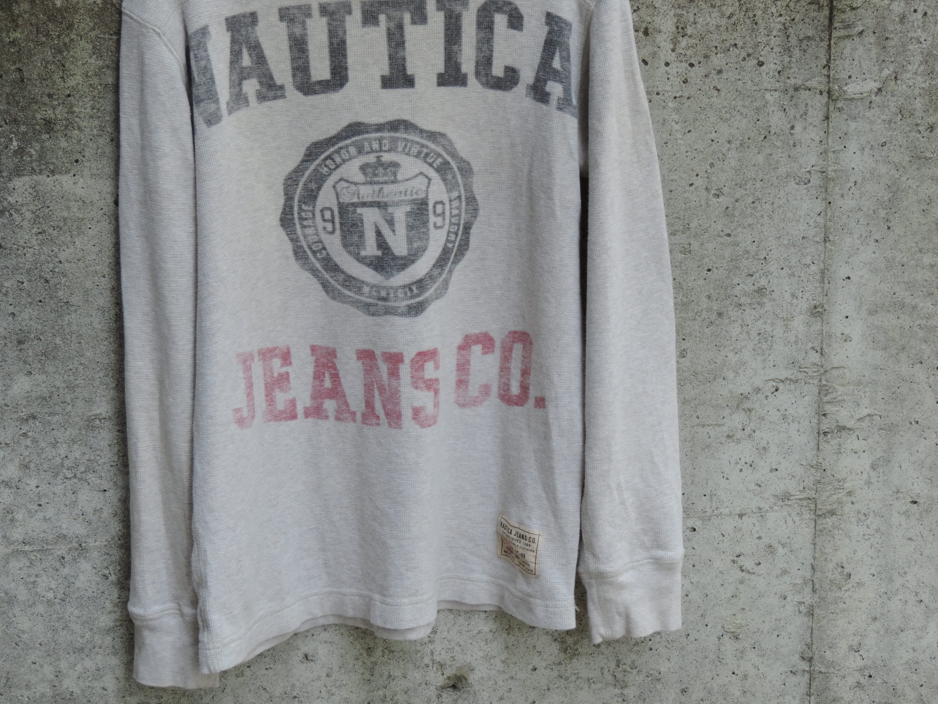 Vintage Streetwear T Shirt Thermal Long Sleeve Gray Shirt Nautica