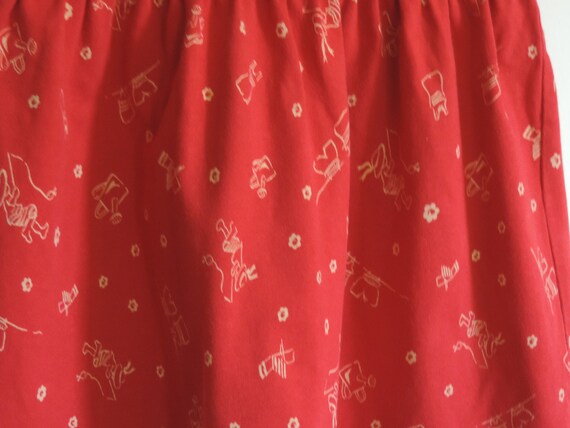 Vintage Toddler's Dress Lands End Red Floral Gard… - image 6