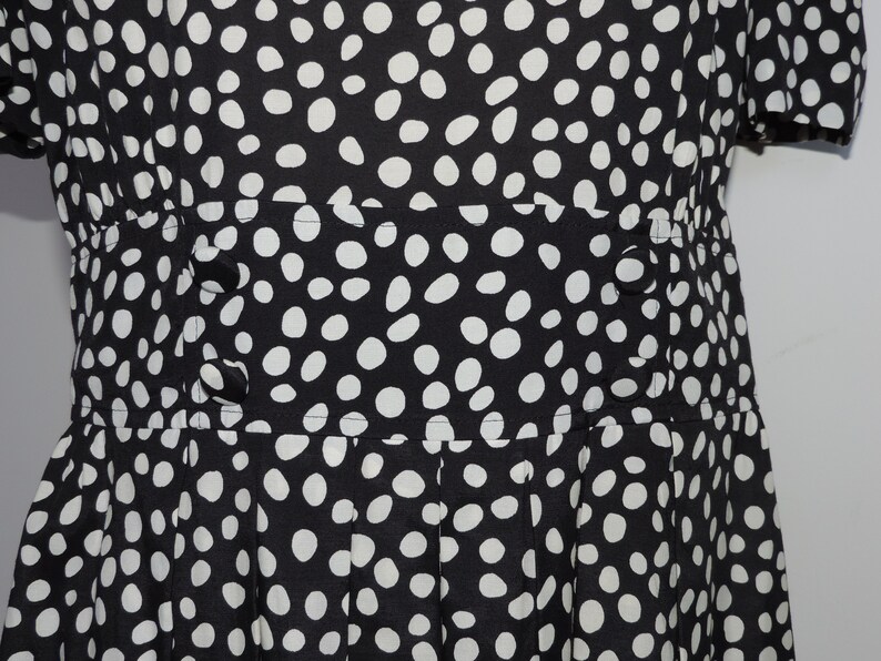 80/'s Rayon Dress Black and White Polka Dot Adrian Lee Karin Scott petite size 14