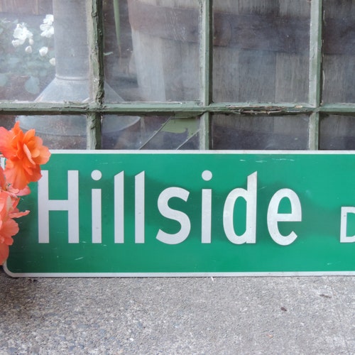 Vintage Street Sign Hillside Dr. E Wall Hanging Industrial Decor Trendy Street Signage From shops Seattle Washington 60's Vintage
