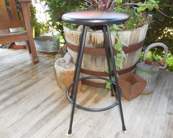 MCM Barhocker Retro Hocker 50'er Jahre Industrie Barhocker Küchenhocker Bürostuhl Tuff Stool H.W.Heath Co. SEAkeel WA