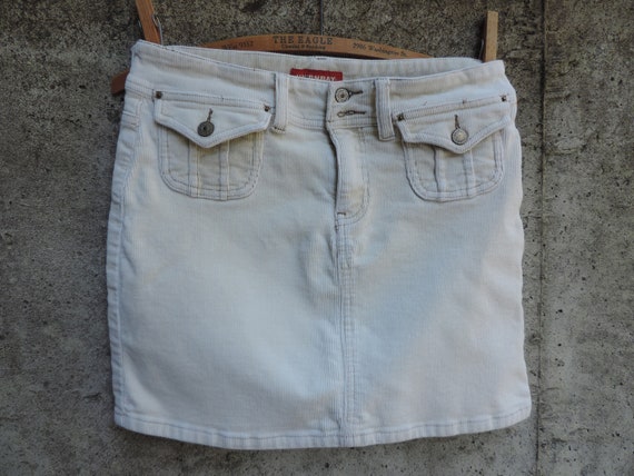 90's Corduroy Skirt Union Bay Beige Mini Wiggle J… - image 2