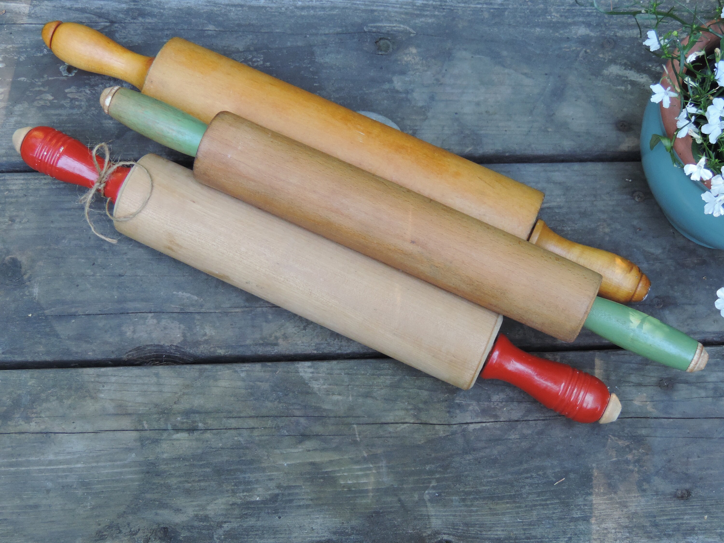 Vintage Wooden Rolling Pins Set of 3 Wooden 30's, 40s, Munising Plain