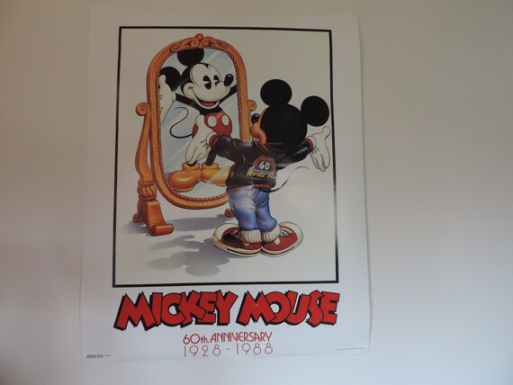 Vintage 1980s Mickey Mouse 60th Anniversary Poster - Etsy
