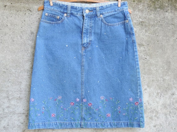 90's Vintage Tommy Hilfiger Jean Skirt High Waist… - image 1