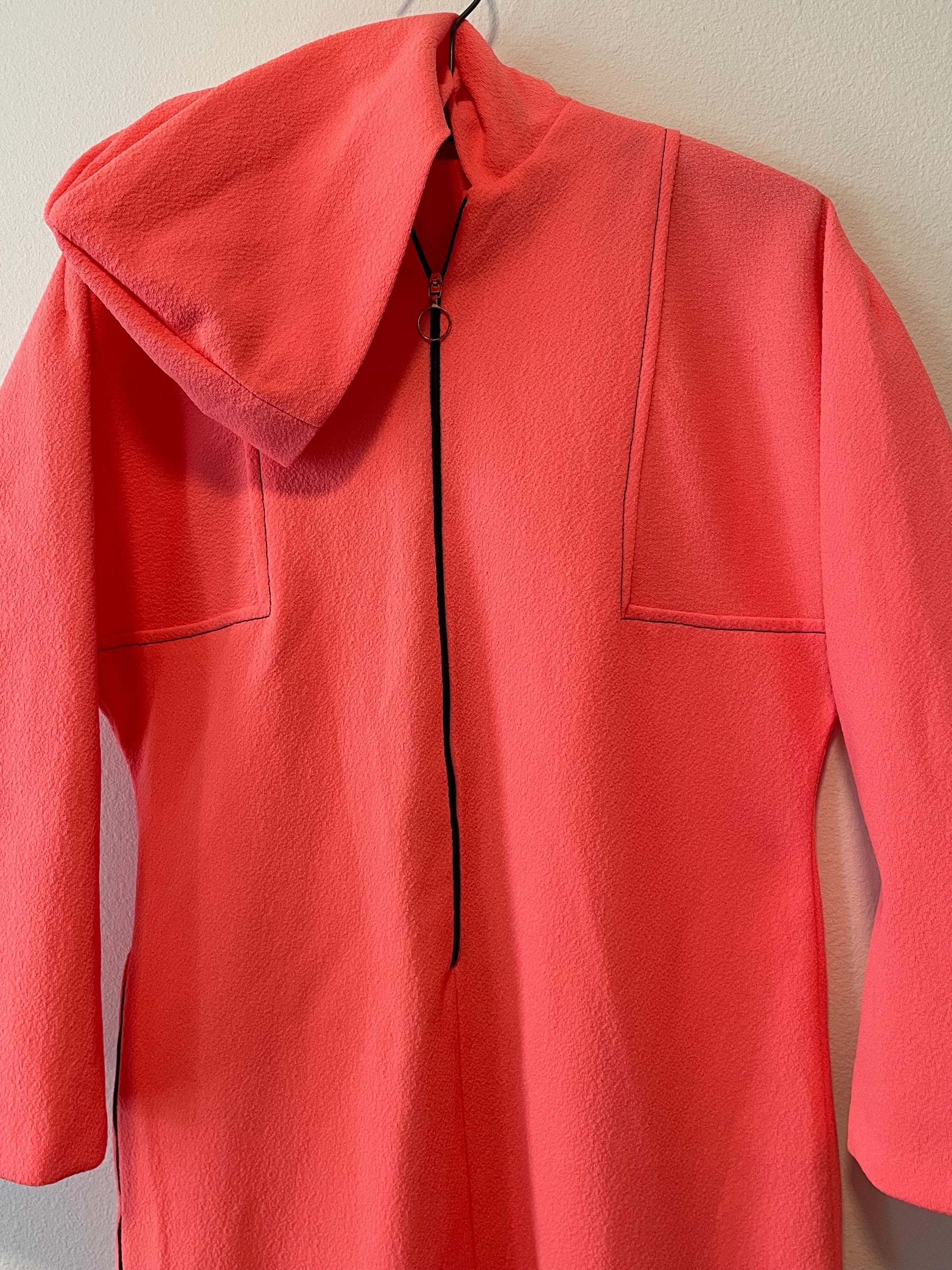 60's JC Penny Fashion Women's Swing Coat Hot Pink Gaymode Hooded