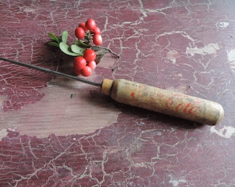 Mid Century Modern Coca Cola Ice Pick Primitive Wood Handle Cocktail Cart Tool