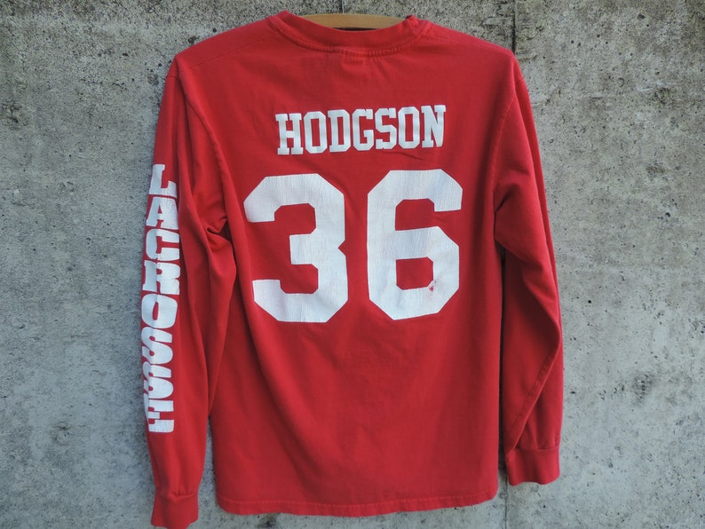 Vintage T Shirt Red Lacrosse Sports T Shirt Long Sleeve Etsy