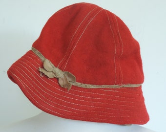 Vintage 50s Woolrich Bucket Hat Womens Size 7 1/8 Red Felt Wool Boho Outdoor Woolrich Hats for Women for sale | eBay main image 2