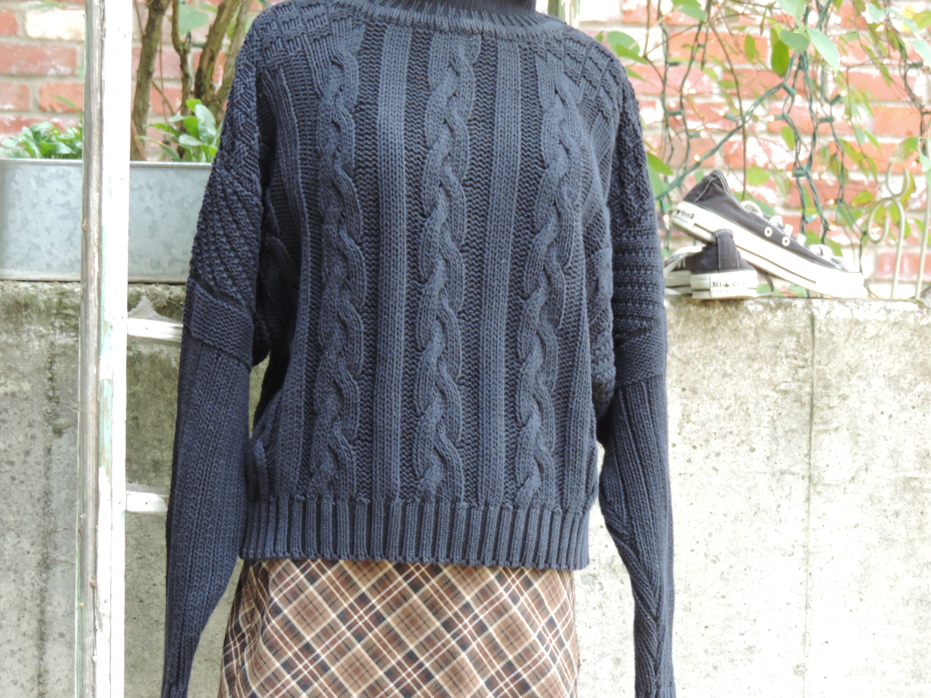 Vintage Esprit Sweater Cable Knit Navy 