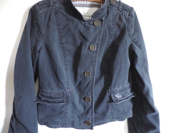 Vintage Denim Jean Jacket Military style Fitted A… - image 3