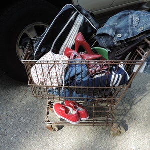 Vintage Shopping Cart Industrial Salvage Metal Shopping Buggy Industrial Office Design Shop Decor Photo  Film Prop USA only