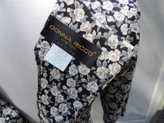 Vintage Floral Dress Rayon Designer Donna Ricco  … - image 5