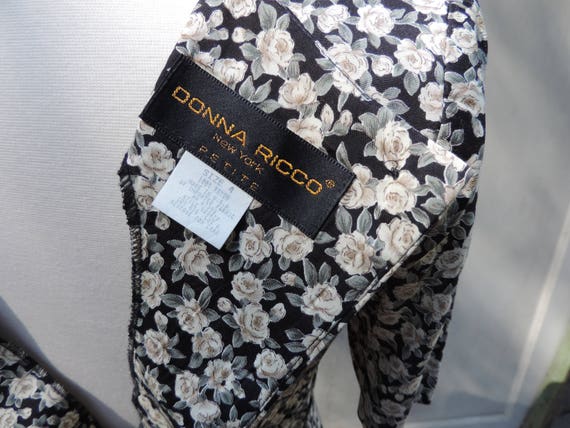 Vintage Floral Dress Rayon Designer Donna Ricco New York Pleated