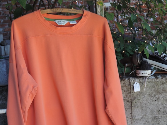 Orvis Clothing Orange Sweatshirt Streetwear ORGANIC Cotton