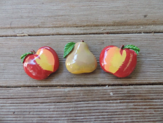 Vintage Button Covers, Decorated Fruit Button Cov… - image 1