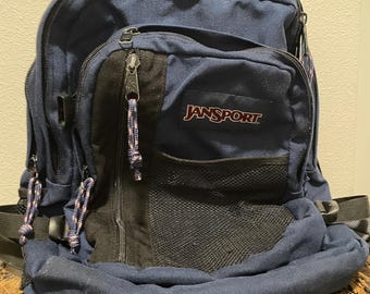 90's Jansport Backpack: Blue Canvas Daypack
