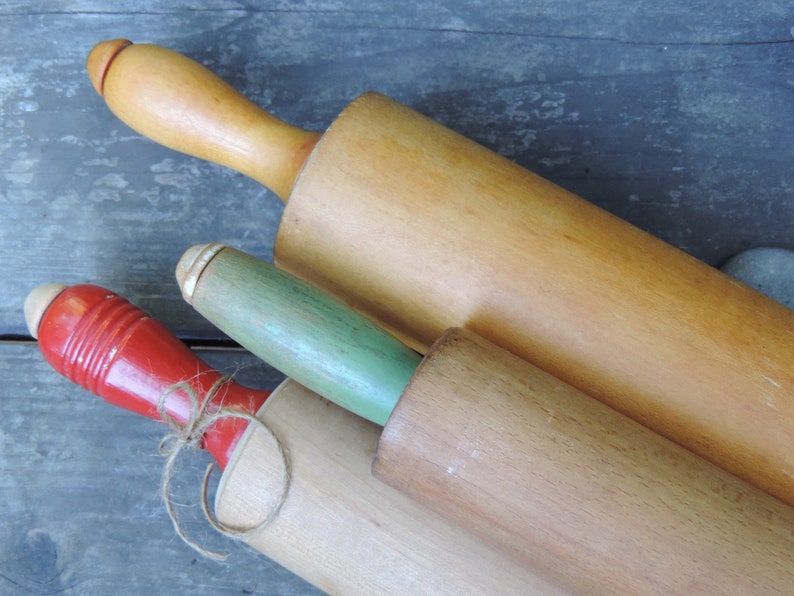 Vintage Wooden Rolling Pins Set of 3 Wooden 30's, 40s, Munising Plain