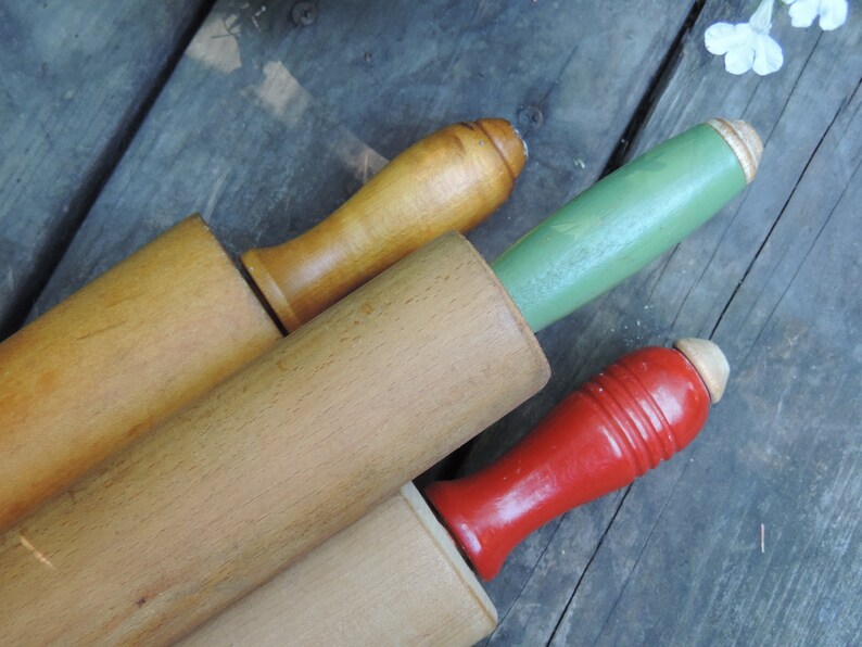 Vintage Wooden Rolling Pins Set of 3 Wooden 30's, 40s, Munising Plain