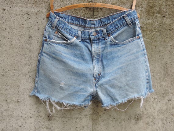 orange jean shorts