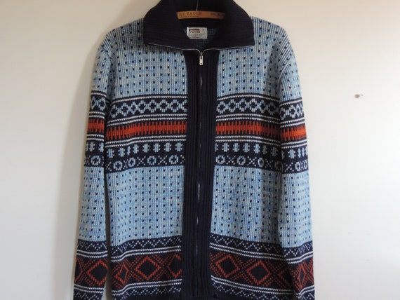 70's Hipster Cardigan Sweater Montgomery Ward Fro… - image 1