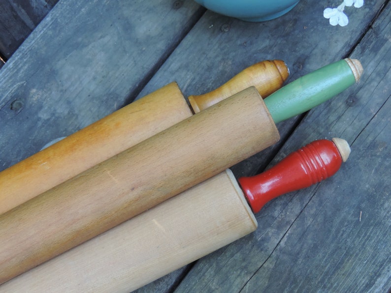 Vintage Wooden Rolling Pins Set of 3 Wooden 30's, 40s, Munising Plain