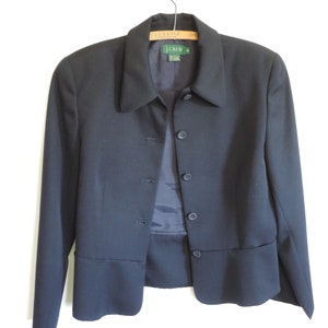 90&#39;s Blazer Navy J. Crew Button Up Wool Jacket featuring fitted Waist size 8